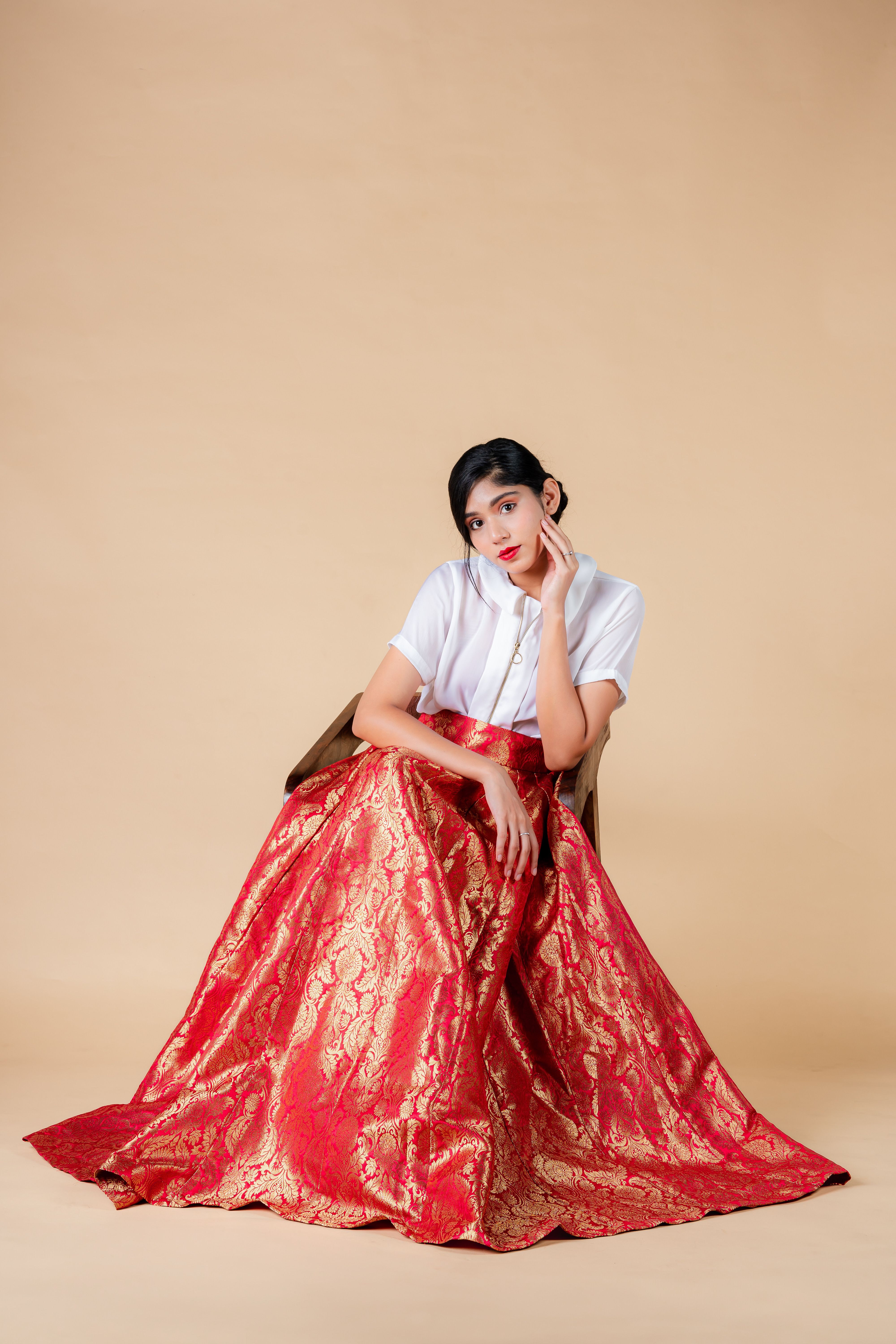 Ruby Brocade Skirt