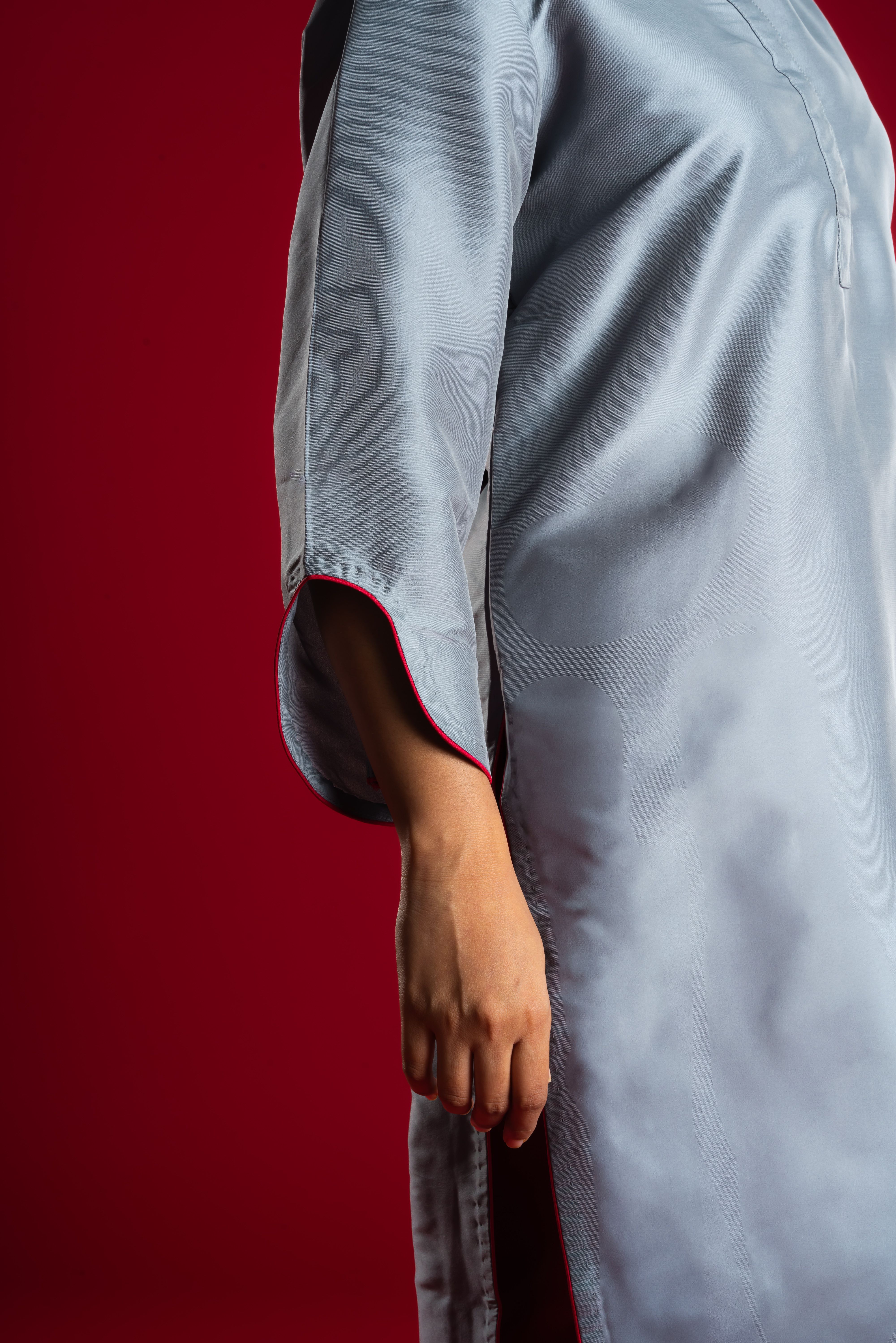 Grey Kurta & Red Pant Set