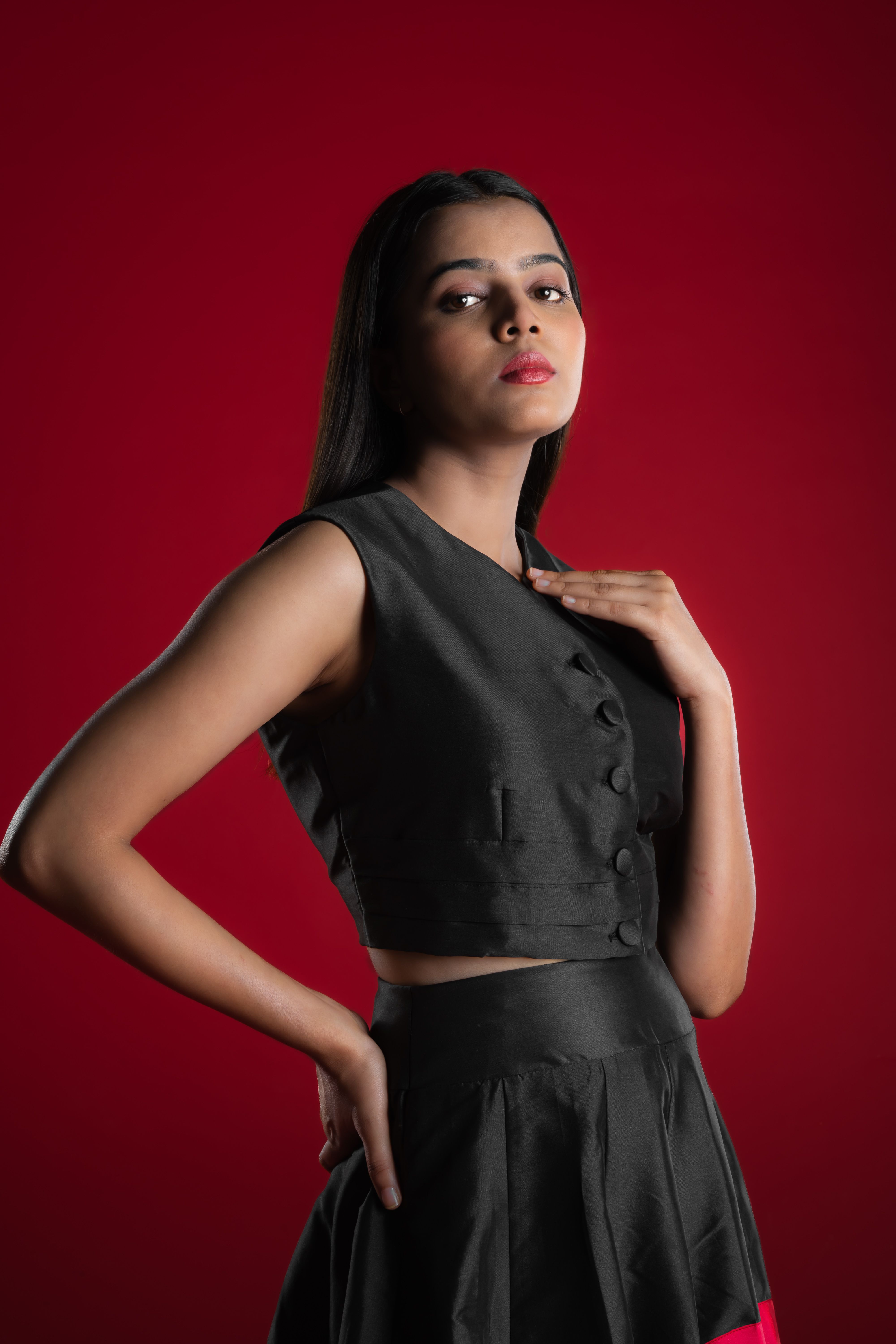 Black Silk Crop Top