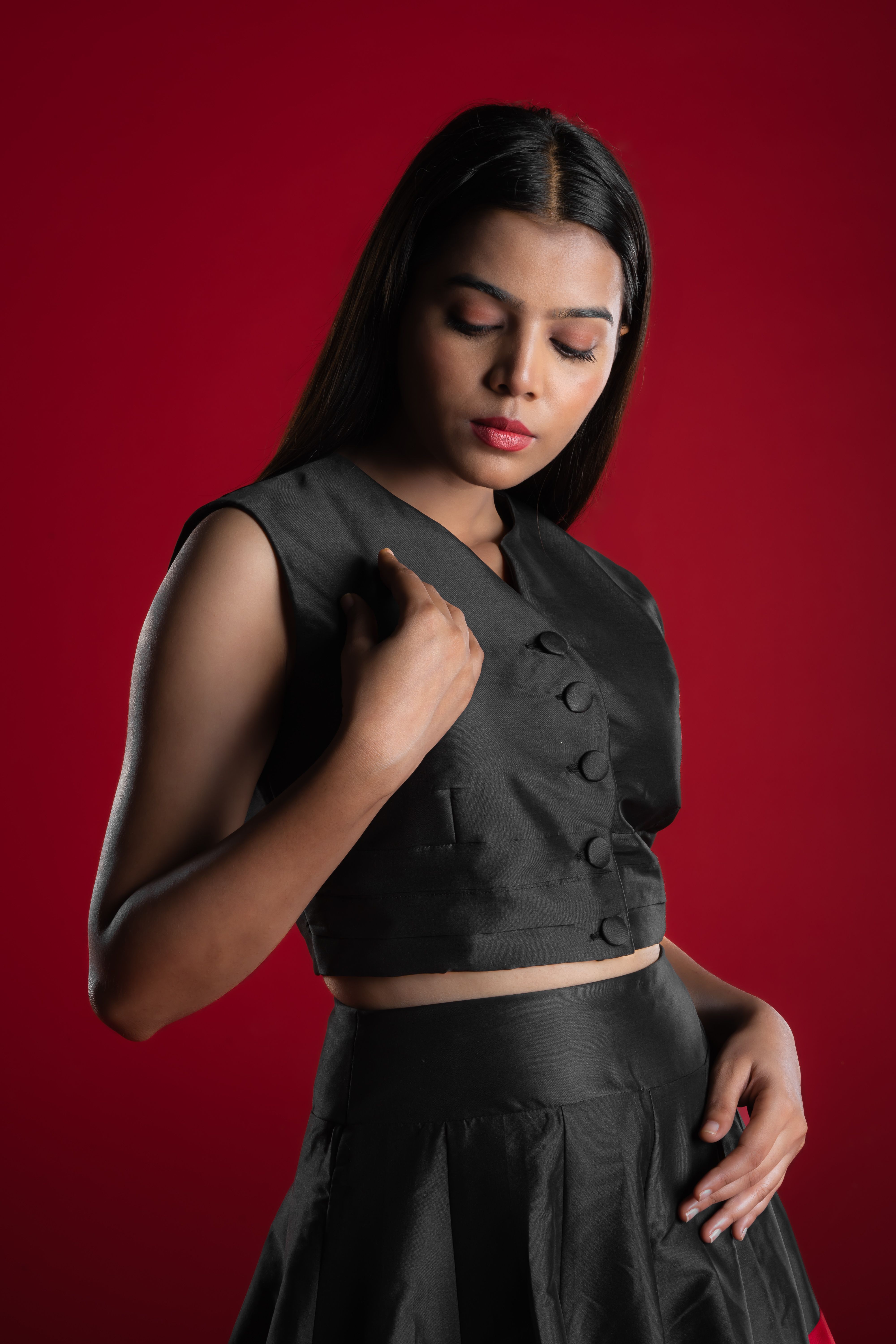 Black Silk Crop Top
