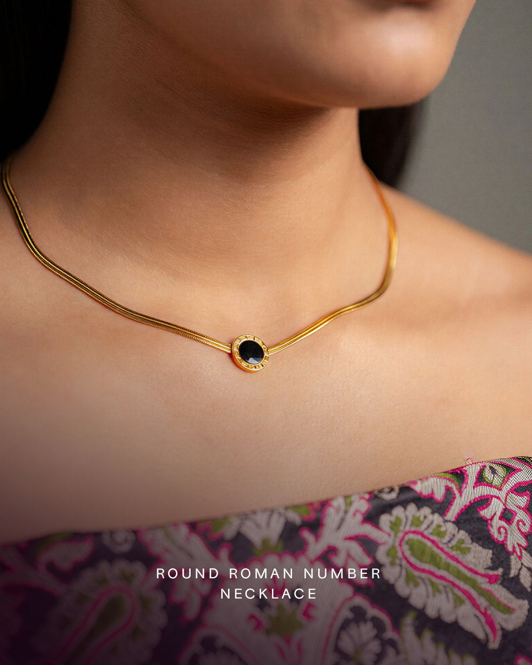 Round Roman Number Necklace