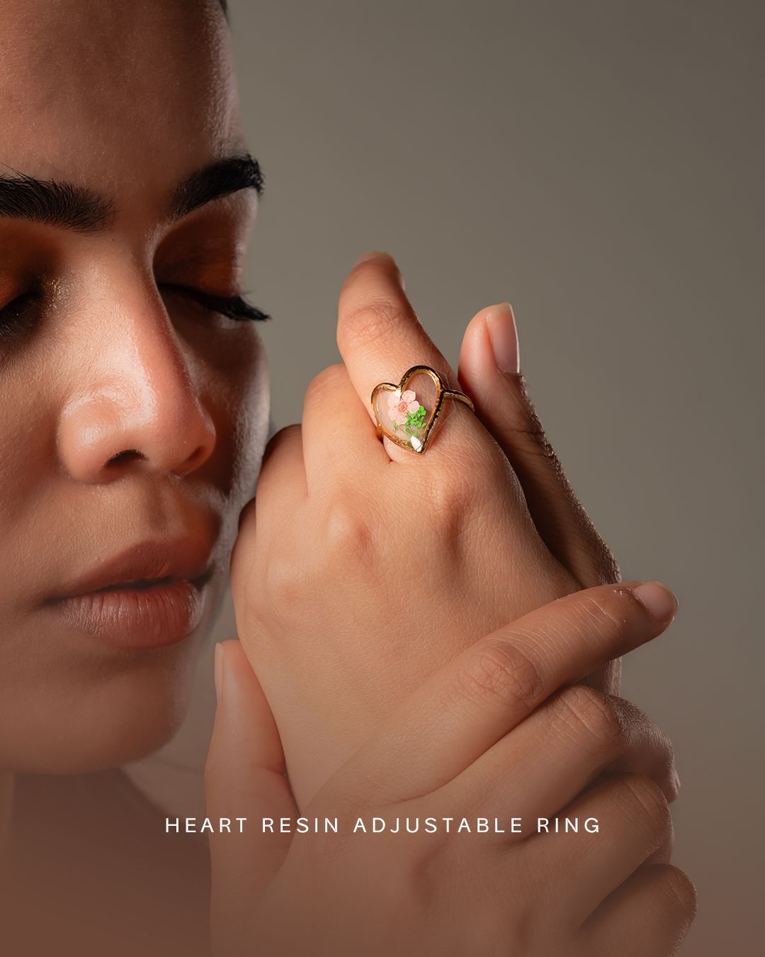 Heart Resin Adjustable Ring
